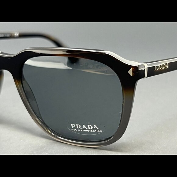 Prada Sunglasses PR02R-TKT3C2 Dark Havana 57mm Gray Lens Men's Italy Authentic - Picture 7 of 9